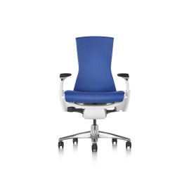 Embody office chair, on castors, white frame, blue fabric, 1HA14