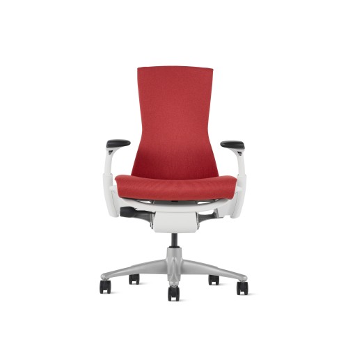 Embody office chair, on castors, white frame, red fabric, 1HA07