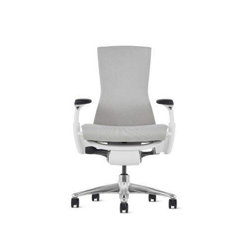 Embody office chair, on castors, white frame, grey fabric, mineral - 3SY09