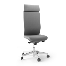 Narbutas AURA - Executive Chair, Fixed Head Support, Adjustable Backrest, Polished Aluminium Base, Polyamide Castors | Corporate Environments