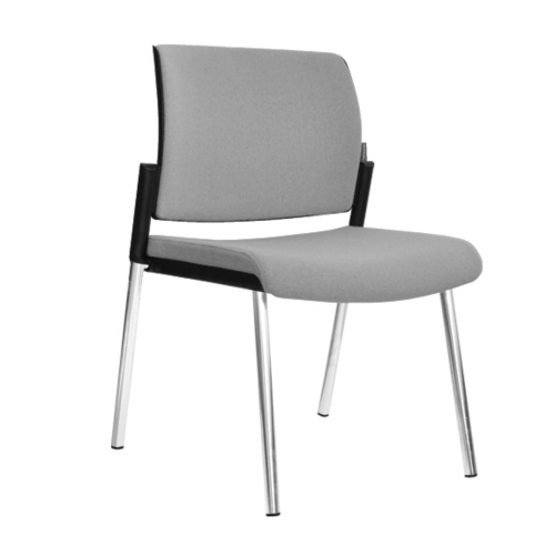 Narbutas AURA - Visitor Chair, Color Grey, Upholstered Backrest And Seat, Chrome-Plated 4-leg Steel Frame | Contemporary Look