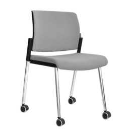 Narbutas AURA - Visitor Chair, Color Grey, Upholstered Backrest And Seat, Chrome-Plated Steel Frame, polyamide Castors | Stylish Comfort