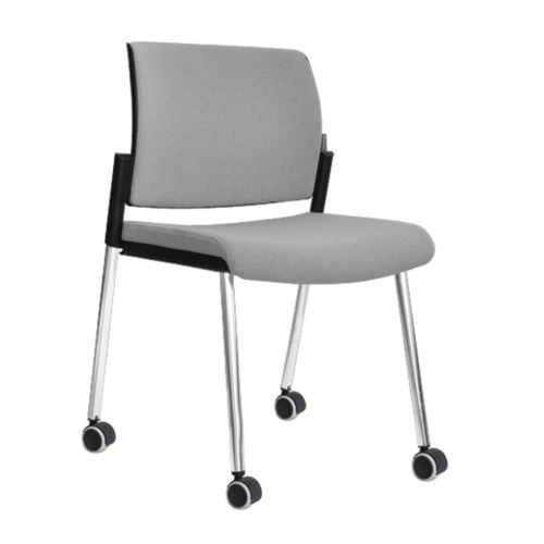 Narbutas AURA - Visitor Chair, Color Grey, Upholstered Backrest And Seat, Chrome-Plated Steel Frame, Rubber Castors | Modern Design