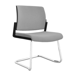 Narbutas AURA - Visitor Chair, Color Grey, Upholstered Backrest And Seat, Chrome-Plated Sled Base Steel Frame | Relaxed Comfort