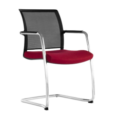 Narbutas DIVA - Visitor Chair, Color Red, Mesh Backrest, Chromed Cantilever Frame | Relaxed Seating