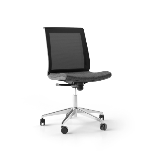 Narbutas EVA - Task Chair, Color Black, 5 Star Diecast Polished Aluminium Base, Rubber Castors | Small Spaces