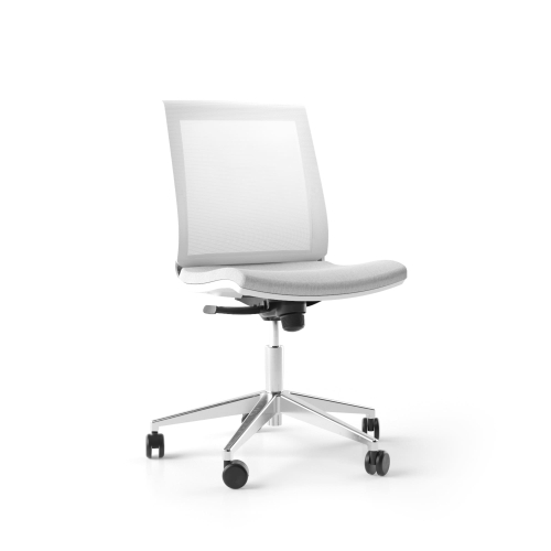 Narbutas EVA - Task Chair, Color White, 5 Star Diecast Polished Aluminium Base, Polyamide Castors | Practical Design