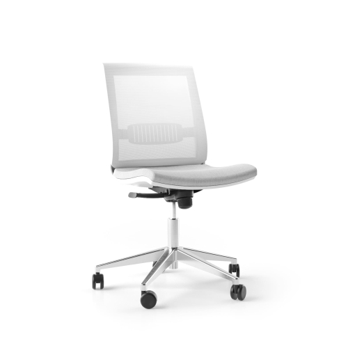 Narbutas EVA - Task Chair, Color White, Lumbar Support, 5 Star Diecast Polished Aluminium Base, Polyamide Castors | Work Seating