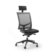 Narbutas EVA.II - Executive Chair With Soft Polyurethane Headrest, Black Fabric, Grey Mesh, Black Plastic Base With Fibreglass, Rubber Castors | Executive Offices
