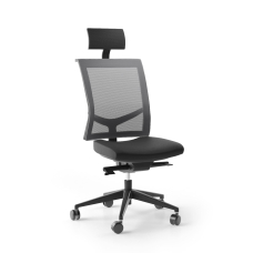 Narbutas EVA.II - Executive Chair With Soft Polyurethane Headrest, Black Fabric, Grey Mesh, Black Plastic Base With Fibreglass, Polyamide Castors | Modern Style