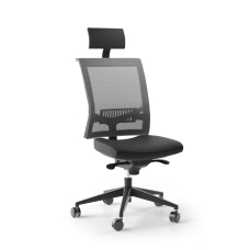 Narbutas EVA.II - Executive Chair With Soft Polyurethane Headrest, Black Fabric, Grey Mesh, Black Plastic Base With Fibreglass, Polyamide Castors | Private Offices