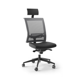 Narbutas EVA.II  - Executive Chair With Soft Polyurethane Headrest, Black Fabric, Grey Mesh, Black Plastic Base With Fibreglass, Polyamide Castors | Private Offices