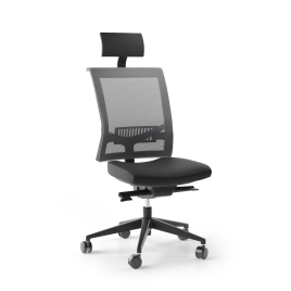 Narbutas EVA.II  - Executive Chair With Soft Polyurethane Headrest, Black Fabric, Grey Mesh, Black Plastic Base With Fibreglass, Polyamide Castors | Professional Look