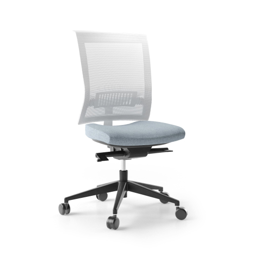 Narbutas EVA.II - Task chair, Blue Fabric, Grey Mesh, Black Plastic Base With Fibreglass, Rubber Castors | Lightweight Design