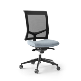 Narbutas EVA.II  - Task chair, Blue Fabric, Black Mesh, Black Plastic Base With Fibreglass, Rubber Castors | Workstations