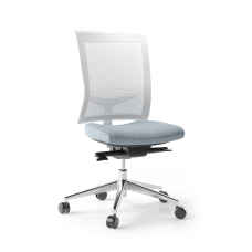 Narbutas EVA.II - Task chair, Blue Fabric, Grey Mesh, 5 Star Die-Cast Polished Aluminium Base, Polyamide Castors | Practical Design
