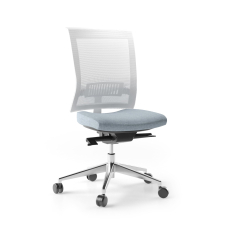 Narbutas EVA.II - Task chair, Blue Fabric, Grey Mesh, 5 Star Die-Cast Polished Aluminium Base, Polyamide Castors | Work Seating