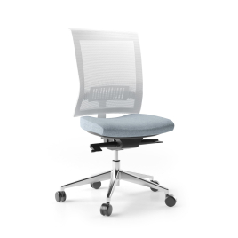 Narbutas EVA.II  - Task chair, Blue Fabric, Grey Mesh, 5 Star Die-Cast Polished Aluminium Base, Polyamide Castors | Work Seating