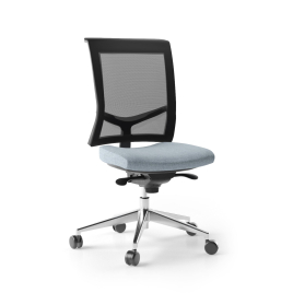 Narbutas EVA.II  - Task chair, Blue Fabric, Black Mesh, 5 Star Die-Cast Polished Aluminium Base, Polyamide Castors | Desk Use