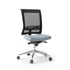 Narbutas EVA.II - Task chair, Blue Fabric, Black Mesh, 5 Star Die-Cast Polished Aluminium Base, Polyamide Castors | Workstations