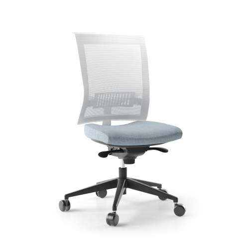 Narbutas EVA.II - Task chair, Blue Fabric, Grey Mesh, Black Plastic Base With Fibreglass, Rubber Castors | Desk Work