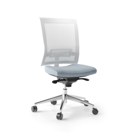 Narbutas EVA.II  - Task chair, Blue Fabric, Grey Mesh, 5 Star Die-Cast Polished Aluminium Base, Rubber Castors | Office Environments