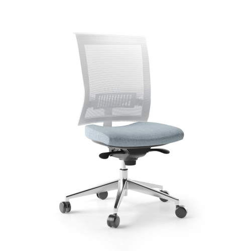 Narbutas EVA.II - Task chair, Blue Fabric, Grey Mesh, 5 Star Die-Cast Polished Aluminium Base, Polyamide Castors | Workstations