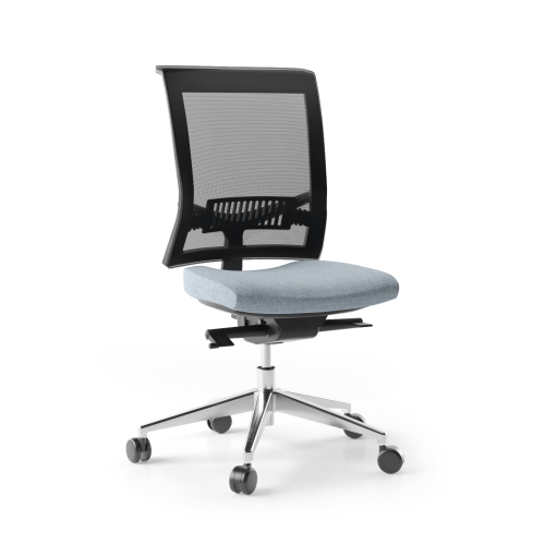 Narbutas EVA.II - Task chair, Blue Fabric, Black Mesh, Steel Base, Polyamide Castors | Desk Use