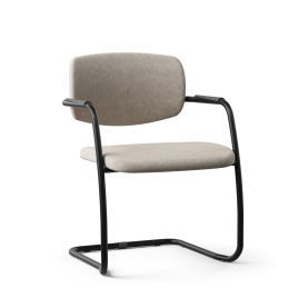 Narbutas GAMA - Cantilever Visitor Chair, Color Beige, Steel Frame, Integrated Armrests With Plastic Finish | Office Reception & Meetings