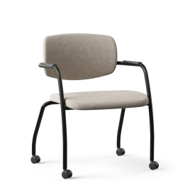 Narbutas GAMA - Visitor Chair, Color Beige, Steel Frame, Integrated Armrests With Plastic Finish Rubber Castors | Reception Rooms