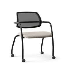 Narbutas GAMA - Visitor Chair, Beige Seat Upholstered With Fabric, Black Backrest With Mesh, Steel Frame Integrated Armrests Rubber Castors | Cozy Seating
