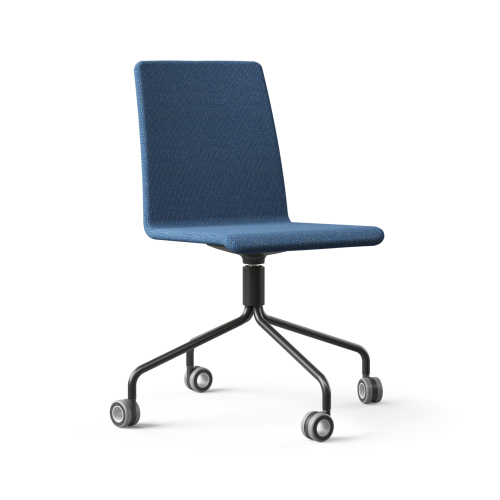 Narbutas MOON - Visitor Сhair, Color Blue, Swivelling, Pyramid Type Powder-Coated Wire Steel With Polyamide Free Wheel Hollow Castors | Waiting Areas