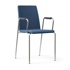 Narbutas MOON - Conference Chair With Integrated Armrests, Color Blue, Upholstered Backrest And Seat, Chromed Steel 4-leg Frame | Executive Offices