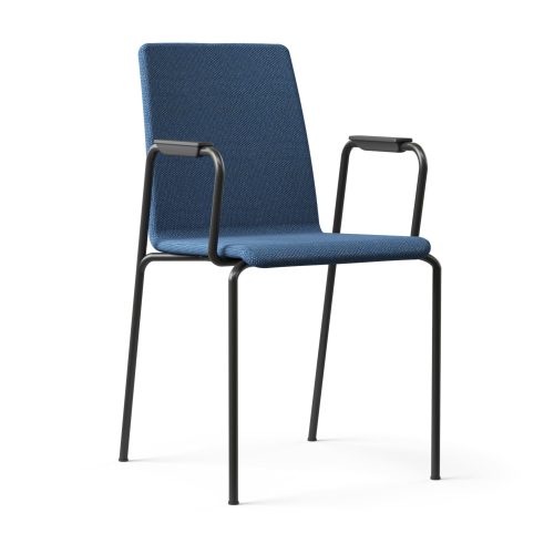 Narbutas MOON - Conference Chair With Integrated Armrests, Color Blue, Upholstered Backrest And Seat, Powder-Coated Steel 4-leg Frame | Business Centers