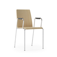 Narbutas MOON - Conference Chair With Integrated Armrests, Color Beige, Chromed Steel 4-leg Frame | Professional Meeting Comfort