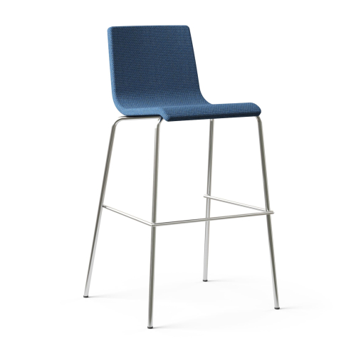 Narbutas MOON - High Chair, Color Blue, Upholstered Backrest And Seat, Chromed Steel 4-leg Frame | Durable Construction