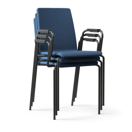 Narbutas MOON - Conference Chair With Integrated Armrests, Color Blue, Upholstered Backrest And Seat, Powder-Coated Steel 4-leg Frame, 3 units | Office Environments
