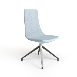 Narbutas NORTH CAPE - Meeting Chair, Color Blue, Upholstered Seat And Backrest, 4-leg Base With polished Aluminium Top | Office & Home