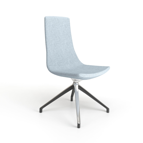 Narbutas NORTH CAPE - Meeting Chair, Color Blue, Upholstered Seat And Backrest, 4-leg Base With polished Aluminium Top | Office & Home