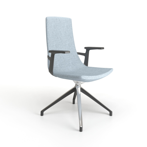 Narbutas NORTH CAPE - Meeting Chair With poliamyde Armrests, Color Blue, Upholstered Seat And Backrest, 4-leg Base With polished Aluminium Top | Reception Spaces