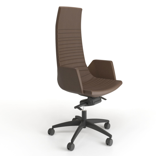 Narbutas NORTH CAPE - Executive Chair With Upholstered Armrests, Brown Fabric, Black Plastic Base With Fiberglass, Polyamide Castors | Corporate Offices