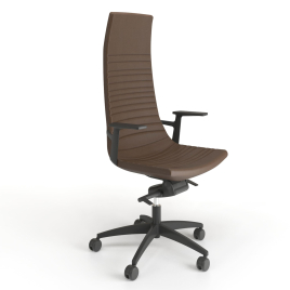 Narbutas NORTH CAPE - Executive Chair With black Poliamyde Armrests, Brown Fabric, Black Plastic Base With Fiberglass, Polyamide Castors | Executive Offices