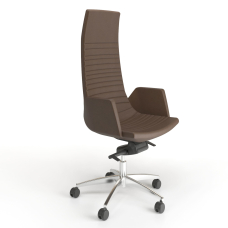 Narbutas NORTH CAPE - Executive Chair With Upholstered Armrests, Brown Fabric, Polished Aluminium Base, Rubber Castors | Professional Workspace