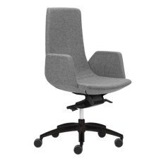 Narbutas NORTH CAPE - Task Chair With Black Upholstered Armrests, Grey Fabric, Black Plastic Base With Fiberglass, Rubber Castors | Workstations