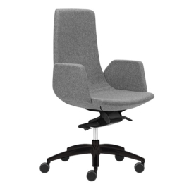 Narbutas NORTH CAPE - Task Chair With Black Upholstered Armrests, Grey Fabric, Black Plastic Base With Fiberglass, Rubber Castors | Workstations