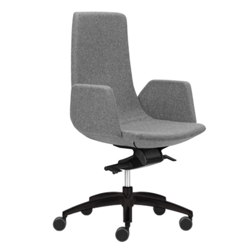 Narbutas NORTH CAPE - Task Chair With Black Upholstered Armrests, Grey Fabric, Black Plastic Base With Fiberglass, Rubber Castors | Workstations