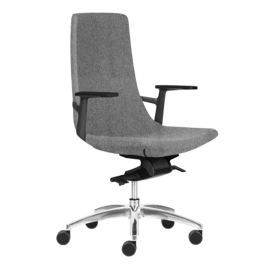 Narbutas NORTH CAPE - Task Chair With Black Poliamyde Armrests, Grey Fabric, Polished Aluminium Base, Rubber Castors | Lightweight Design