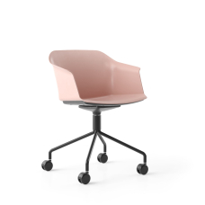 Narbutas POLYTONE-C - Swivel Visitor Chair, Color Pink, Pyramid Type Powder-coated Wire Steel Base With Hollow Polyamide Castors | Office Environments