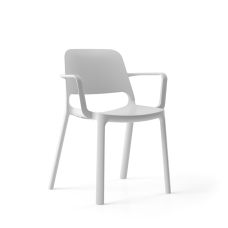 Narbutas POLYTONE-O - 4 legs Plastic Chair With Armrests, Transparent Soft Plastic Glides | Home & Office