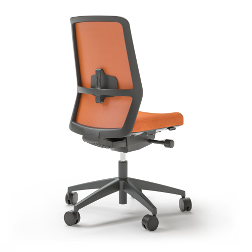 Narbutas SURF - Task Chair, Mesh Upholstered Backrest, Color Orange, Black Fiberglass Reinforced Plastic Base With Rubber Castors | Workstations-1